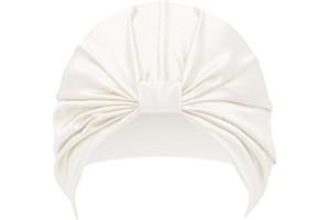 ‎TOWNSSILK townssilk 100% Mulberry Silk Women's Night Hat, 16 Momme Sleep Cap, Silk Shower Cap, Good for Hair, Protects Hair, Silk Night Hat, Popular, Natural White