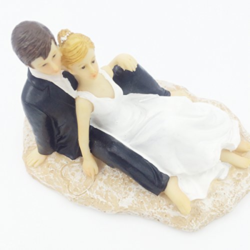 E-muse Faulenzen am Strand Braut und Bräutigam Hochzeits-Tortenfigur Cake Topper die Hochzeitstorte - 5