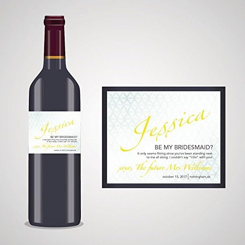 PERSONALISED BRIDESMAID WINE LABEL, SPIRIT OR BEER (Blue &amp; White Pyramid Pattern)