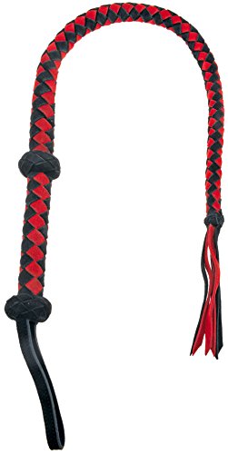 Leather SM Fouet en Cuir Rouge Noir 90 cm