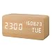 Produktbild Leeron LED Digital Wecker Modern Holz Wecker Tischuhr mit Uhrzeit/Datum/Woche/Temperatur Anzeige, 12/24H und 3 Einstellbare Helligkeit, Sound Control-Schreibtisch-Wecker für Heim und Büro (Bambus)