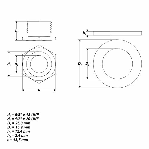 Reduzierstück Reduziermuffe AG 5/8 auf IG 1/2 Zoll für Lochsäge Bohrkrone - 4