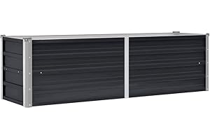 vidaXL Arriate Exterior Grande Macetero Huerto Urbano Maceta XXL Mesa Cultivo Verduras Plantas Flores Acero Galvanizado Gris Antracita 160x40x45 cm
