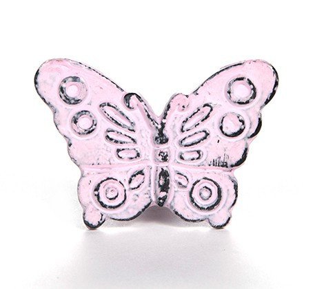 Preisvergleich Produktbild la fraise rouge romantischer Möbelknopf Eisen Schmetterling rosa (Shabby chic Landhaus)
