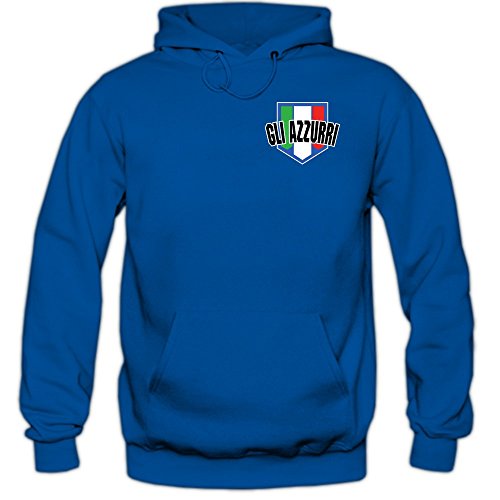 Italien EM 2016 #5 Kapuzenpullover | Fußball | Herren | Sqaudra Azzura | Gli Azzurri | Trikot | Nationalmannschaft, Farbe:Blau (Royalblue F421);Größe:M