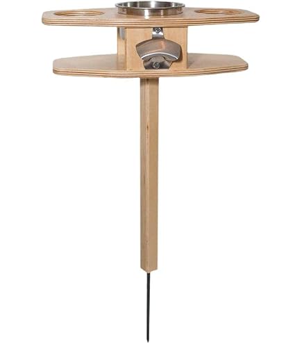 Relaxdays Mini Table Portative Ronde Pliante Bambou 22x39 Cm - Encoches Pour Verres Et Bouteille
