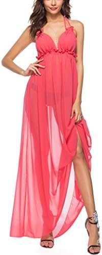 Stokeen Plus Size Spaghetti Strap Cover Up Beach Backless Wrap Mesh Long Dress