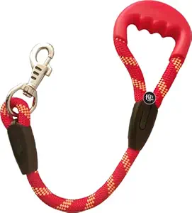 The Pets Company Short Rope Dog Leash for Giant & Large Dogs with Rubber Hand Grip, Red 18 mm, 2 Feet