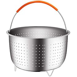 Panier à Vapeur en Acier Inoxydable 304 avec Poignée en Silicone pour Casserole Instantanée 3/6/8 Qt pour Cuisson à la Vapeur de Légumes (3 quarts)