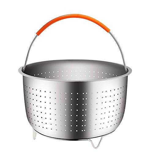 Panier à Vapeur en Acier Inoxydable 304 avec Poignée en Silicone pour Casserole Instantanée 3/6/8 Qt pour Cuisson à la Vapeur de Légumes (3 quarts)