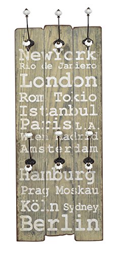 Wandgarderobe Flurgarderobe „London“ Hakenleiste Holz 100 x 40 cm im Shabby Vintage Landhaus Stil - 7