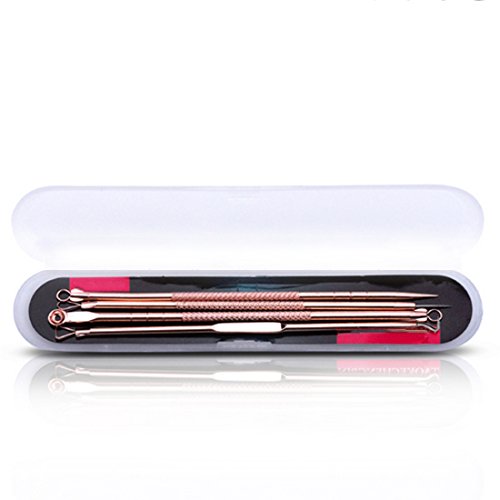 Luwu-Store 4 pcs Aiguilles d'élimination de la tête Noire et de l'acné Comédons Extracteur Professional Pimple Extractor,Point Noir,Blanc