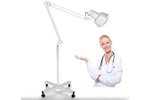 Fermoirper Infrarotlampe,275W 220V Infrarot-Rotlicht-Heizungstherapie Einstellbare Heilung Lampe Boden Stand Lampe mit Rädern