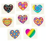Pack of 12 - Funky Heart Temporary Tattoos - Great Party Loot Bag Fillers
