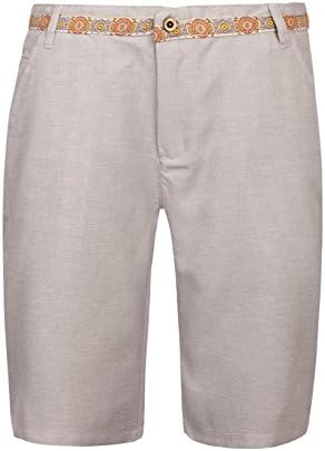SHO-013;36 Mens Grey Lightweight Chino Shorts with Decorative Detail-Large