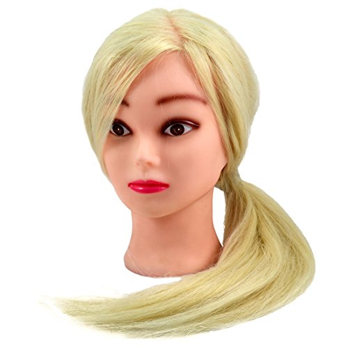 Neverland Professional 24" 70% Real Human Blonde Hair Training Head Hairdressing Model Salon with Free Clamp
