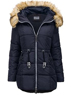 DAMEN WINTERMANTEL STEPP JACKE LANG PELZ KAPUZE MANTEL DAUNEN OPTIK PARKA