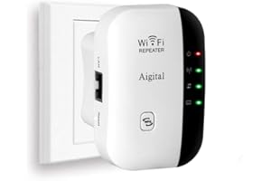 Aigital WiFi Repeater, 300Mbps WiFi Extenders for Home, Single Band WiFi Range Extender, Internet Booster with Ethernet Port, Supports Access Point, Wall Plug Design, WPS Setup