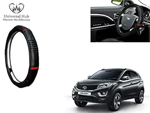 Universal Hub Ring Type Car Steering Wheel Cover (Black Red Eye) for Nexon