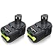 Price comparison product image FLAGPOWER P108 18V 4.0AH Lithium Battery with Recharge Indicator for Ryobi RB18L40 ONE+ Compact Replacement P107 P122 P104 P105 P102 P103 (2 Packs)