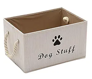 Morezi Canvas Pet Toy and Accessory Storage Bin, Basket Chest Organizer - Perfect for Organizing Pet Toys, Blankets, Leashes and Food - White