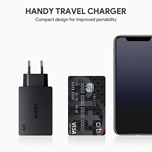 AUKEY Chargeur Secteur USB 3 Ports 30W 6A Chargeur Mural pour iPhone X 8 8 Plus  iPad Air Pro  Samsung  HTC  LG  Nexus et les autres smartphones