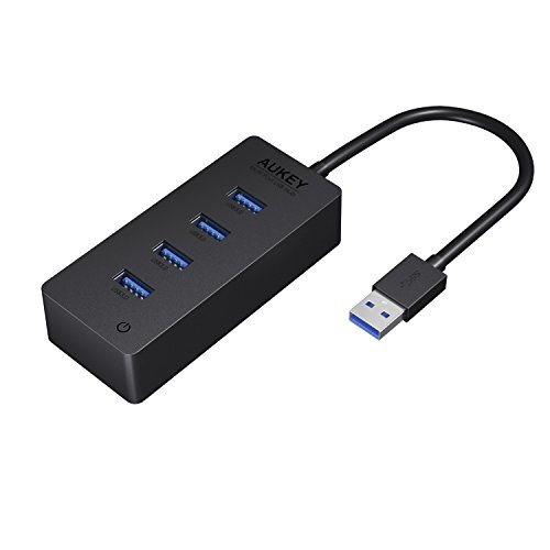 AUKEY USB 3.0 HUB 4 Port Schwarz für Apple MacBook, MacBook Air, MacBook Pro, Mac Mini, iMac, MacPro, Windows Laptops und Ultrabooks, sowie PCs und weiteren USB 3.0 kompatiblen Geräten