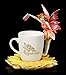Produktbild Fantasy Elfen Figur Steht in Einem roten Kleid an Einer Kaffee-Tasse - Red Fairy RARA | Magischer Dekoartikel und Dekofigur, handbemalt