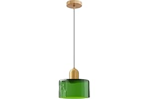 HJXDtech Mini Lámpara Colgante de Techo de Vidrio con Accesorios Dorados y Cable Ajustable de 200cm, Moderna Luz Colgante E27 para Cocina, Comedor, Dormitorio y Café (Verde Oscuro, 20cm)