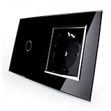 design lichtschalter steckdosen  Kombination Design Glas Touch Lichtschalter 1 fach und Glas 1 fach Steckdose schwarz