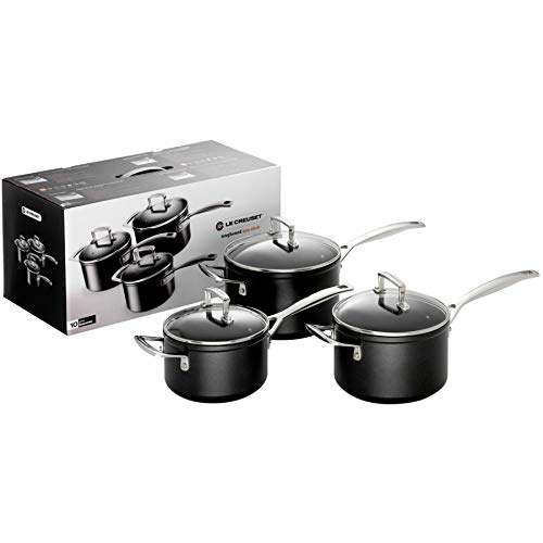 Le Creuset Set de 3 casseroles avec couvercles en aluminium forgé