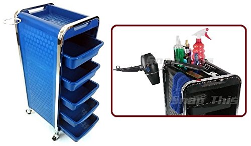 TekNoh 3C - Salon Storage Trolley - Blue - Hairdresser Barber Hair Beauty Drawers Spa Cart