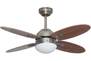 Bastilipo - Ventilatore da soffitto in bronzo anticato con telecomando, diametro 105 cm, Bermeo Leather