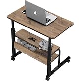 sekizincicaddedizayn Y&uuml;kseklik Ayarlı Ve &Ccedil;ift Raflı Laptop Sehpası Ve &Ccedil;alışma Masası - Ceviz (tekerli) 70 X 40 Cm