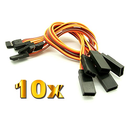 Preisvergleich Produktbild VUNIVERSUM® 10 Stück Premium JR Graupner Servo Verlängerung Servokabel Verlängerungskabel Male Female Stecker 10cm 26AWG 3PIN Stecker Buchse Mr. Stecker Modellbau