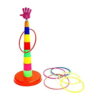 toy arena plastic ring toss quoits throw game for kids / return gifts for kids birthday party (dimension)cm:22x22x53- Multi color