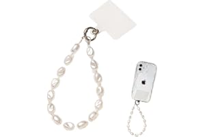 BQRKOTM 1 Stück Handykette Universal, Handyanhänger, Handy Perlen Schlüsselband, Handschlaufe, Abnehmbar Handygurt, kompatibel mit jedem Handy, Smartphone (Weiss Perlen)