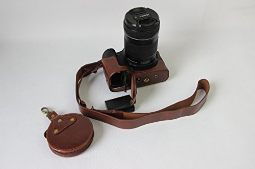 Plein de fond de protection d ouverture Version protection en cuir PU Camera Bag Case avec tr  pied Conception Compatible Pour Canon EOS 5D Mark IV 5D4 avec l   paule de cou de ceinture et de la carte de stockage Marron fonc  