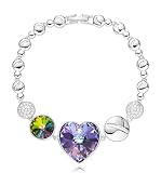 Epinki 925 Silber Damen Armband Herz Form Damenarmband Glanz Armschmuck Charme Armband mit Lila Zirkonia