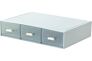 JUMRHFAN Kleine Schubladen, Kunststoff-Schubladenbox, Schreibtisch-Organizer mit Schublade für Schule Zuhause Bürobedarf und Schmuck (Blau, 3 Schublade)
