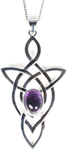 Silver / Amethyst Trinity Celtic Knot Pendant &amp; Chain