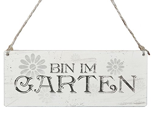 Holzschild Bin im Garten B x H: 25cm x 10cm von Klebefieber® - 2