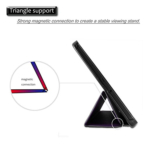 Samsung Galaxy Tab A 10.1 Hülle Case, Infiland Ultra Dünn Tri-Fold Smart-Muschel hochwertiges PU Leder Ultra Schlank Superleicht Ständer Smart Shell Cover Schutzhülle Etui Tasche für Samsung Galaxy Tab A 10.1 Zoll (2016) Tablet-PC(mit Auto Schlaf / Wach Funktion)(Lila) - 7