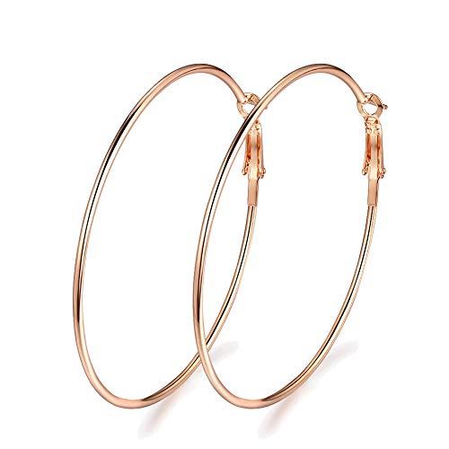 OAONNEA 6cm Grandes Rose Gold Pendientes de aro Mujer Acero,Hipoalergenicos