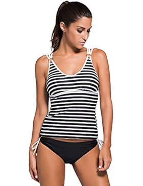 Signore Tankini Bikini supporto cuscino striscia costume da bagno due pezzi regolabile slittamento Top