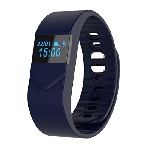 Preisvergleich Produktbild C'est M5S Fitness-Tracker, Bluetooth 4.0, IP54 wasserdicht, Kalorienzähler, Schrittzähler, Schlafmonitor, Herzfrequenzmessung, kompatibel mit iPhone 7 / 6 / 6P, iOS 6.1 und höher sowie Android 4.3 und höher M blau