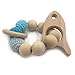 Produktbild Coskiss Häkeln Perlen Zahnen Ring Set Unbehandelten Buche Teether mit Bio Holz Rakete Spielzeug Holz Armband Baby Mama Kinder Hölzerne Teether Armreif (Rakete)