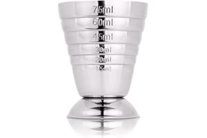 Lumian Luxury Bar Tools Urano L0047 - Jigger profesional, acero inoxidable, plata, Multi Level ml/oz