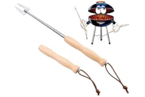 DEQUATE Grillgabeln Ausziehbar - 4er-Set Marshmallow Roasting Sticks, Grillspieße Edelstahl Mit Versenkbarer Robuster Holzgriff, Edelstahl Spieße 720MM Für BBQ Hotdog Teleskop Camping Lagerfeuer Zubehör
