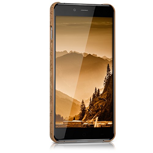 kwmobile Funda de corcho para OnePlus X  5 0   - Case trasero Dise  o Sol saliente para m  vil - Cover protector duro en marr  n oscuro marr  n claro